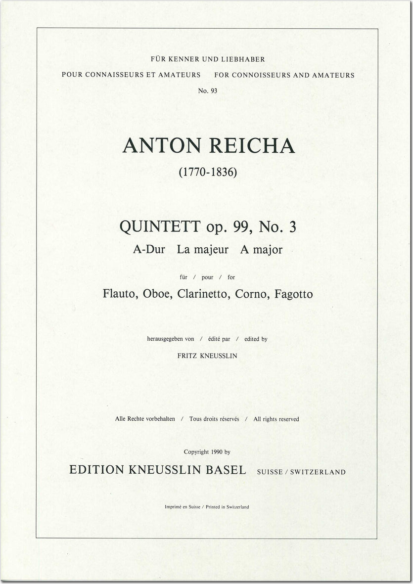 Reicha: Wind Quintet in A Major, Op. 99, No. 3
