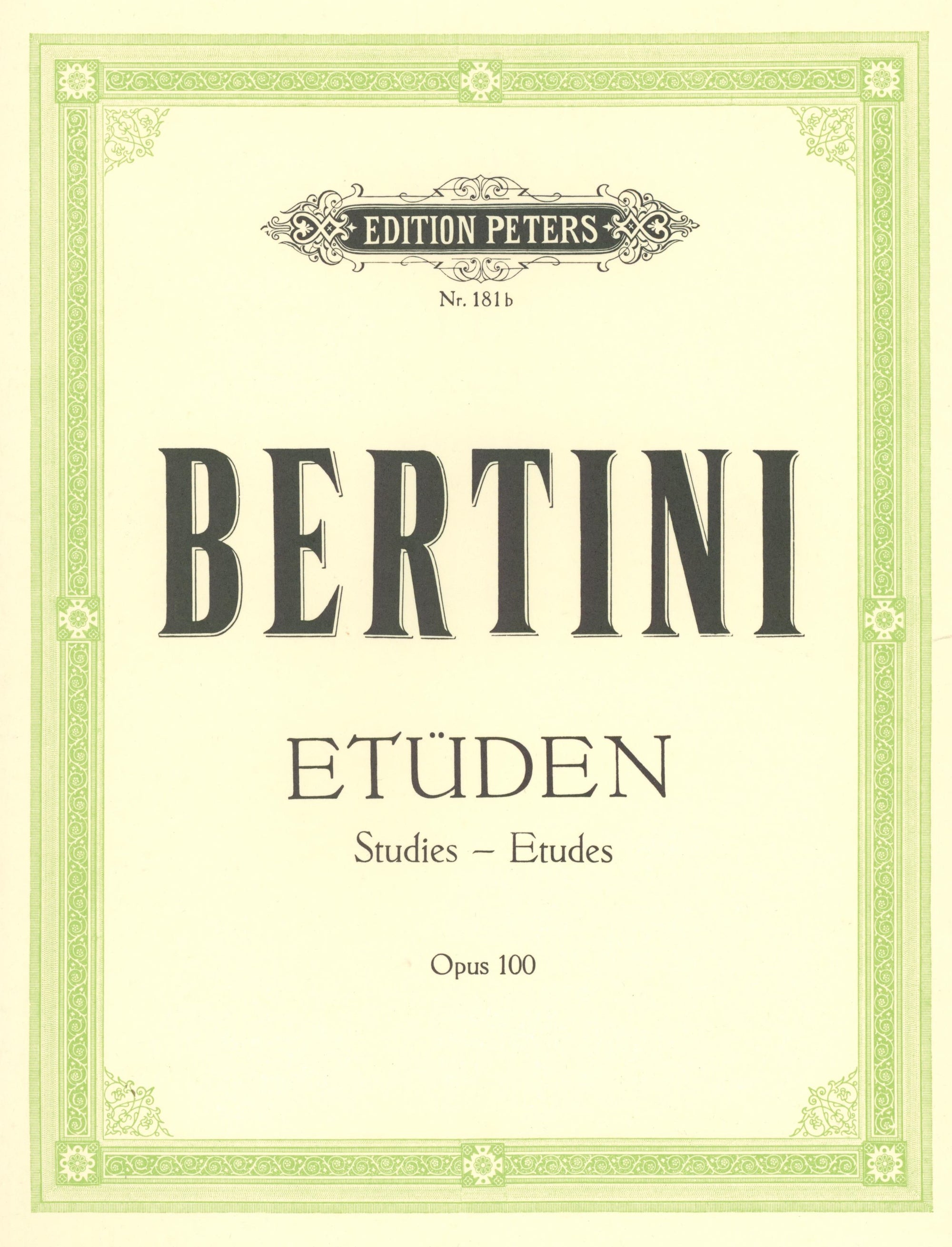 Bertini: 25 Etudes without Octaves, Op. 100