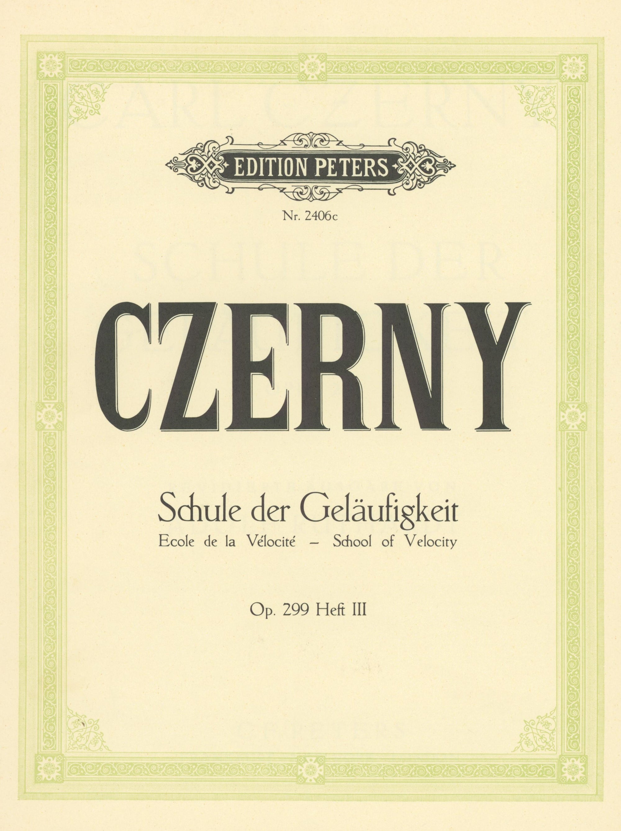 Czerny: School of Velocity, Op. 299 - Volume 3 (Nos. 21-30)