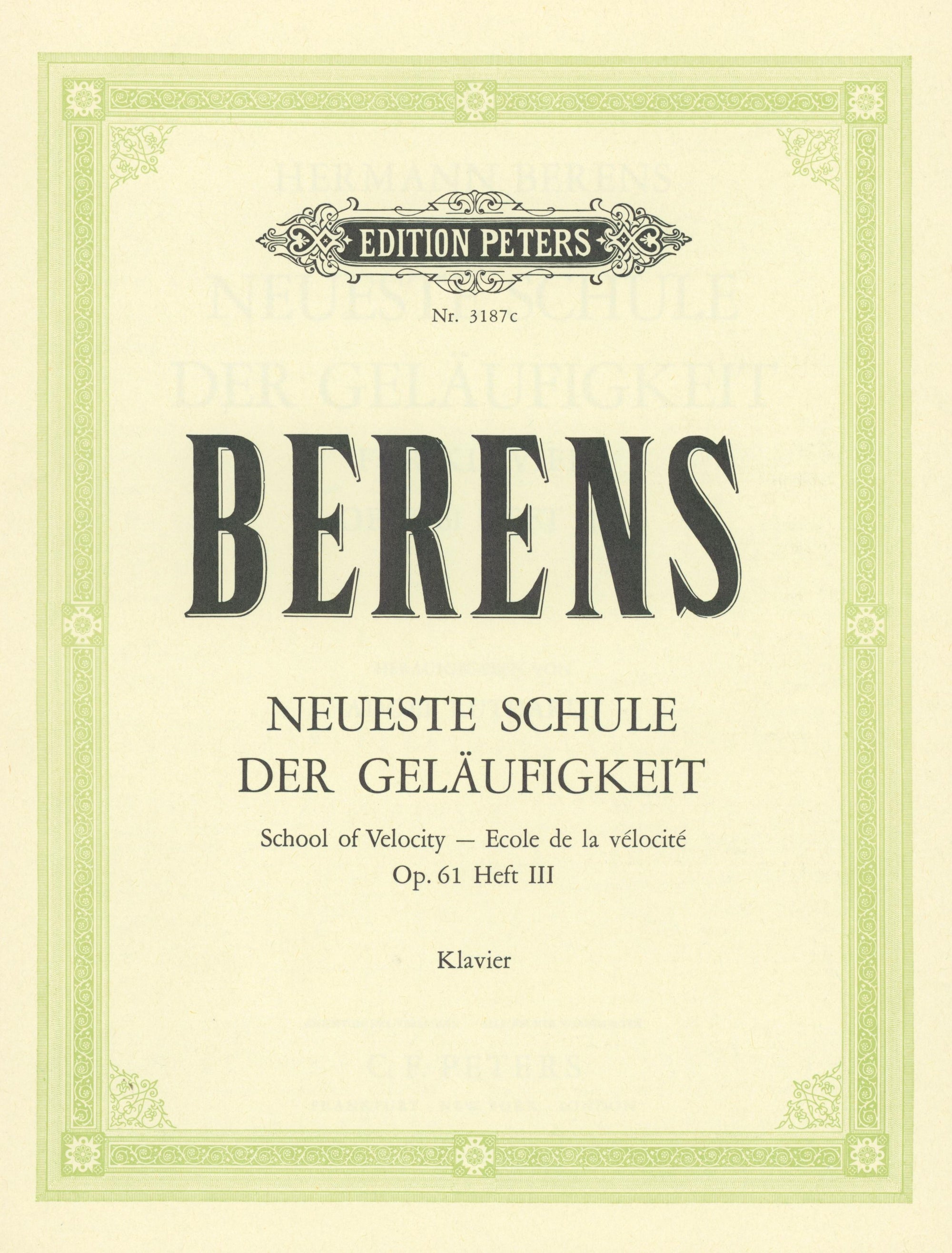Berens: New School of Velocity, Op. 61 - Book 3 (Nos. 27-33)