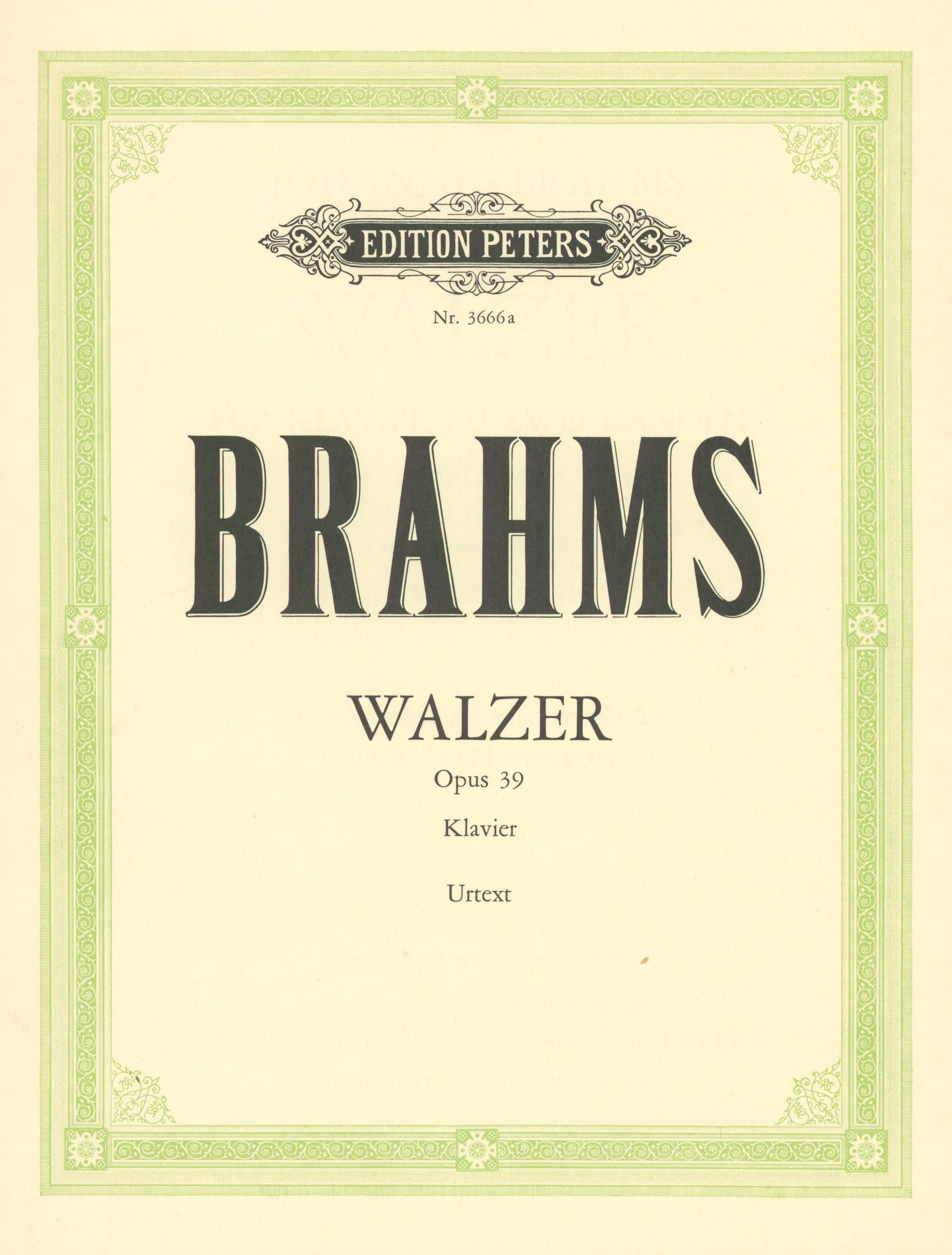 Brahms: 16 Waltzes, Op. 39 (Version for Solo Piano)