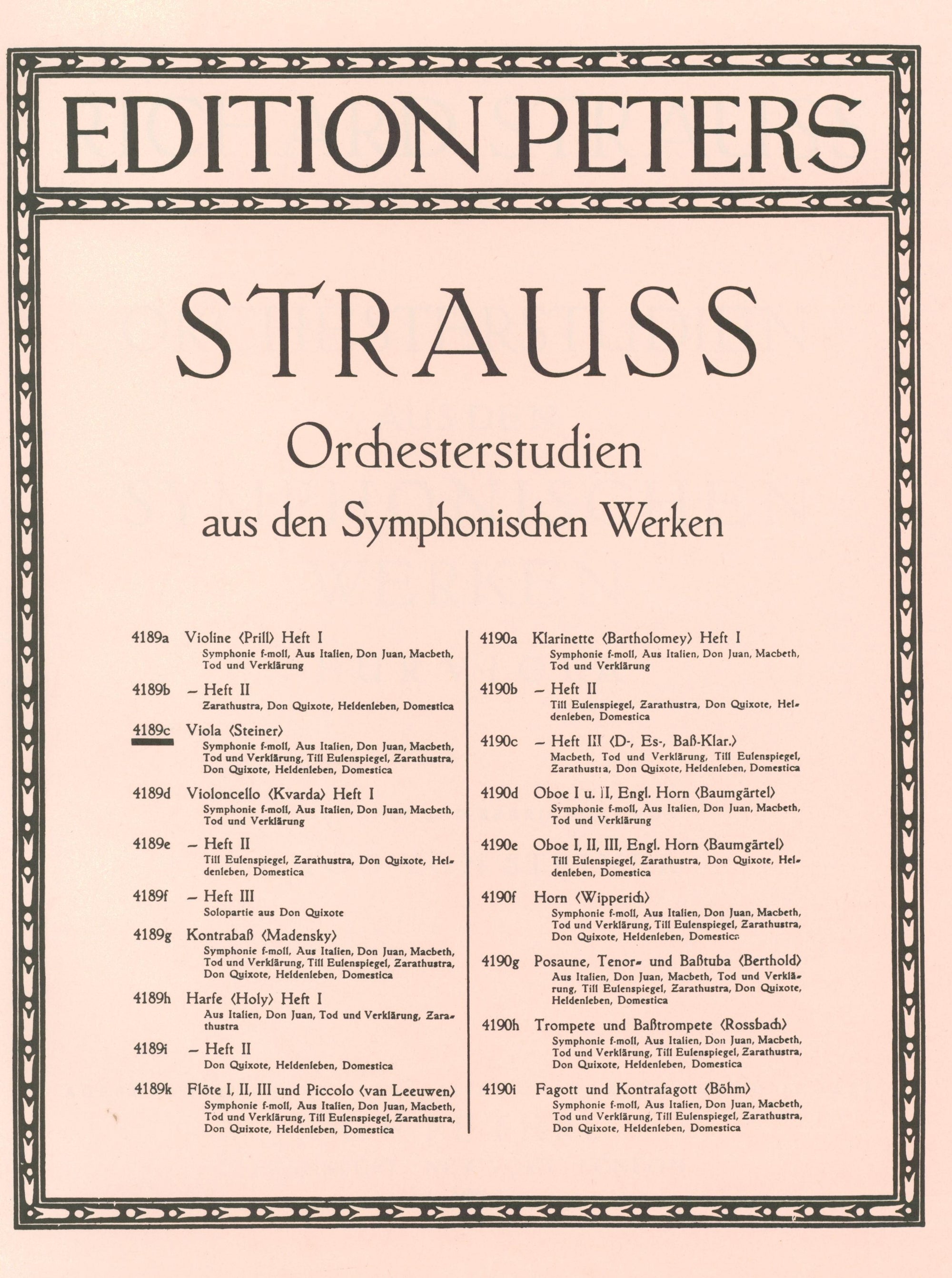 Strauss: Orchestral Excerpts from Symphonic Works for Viola