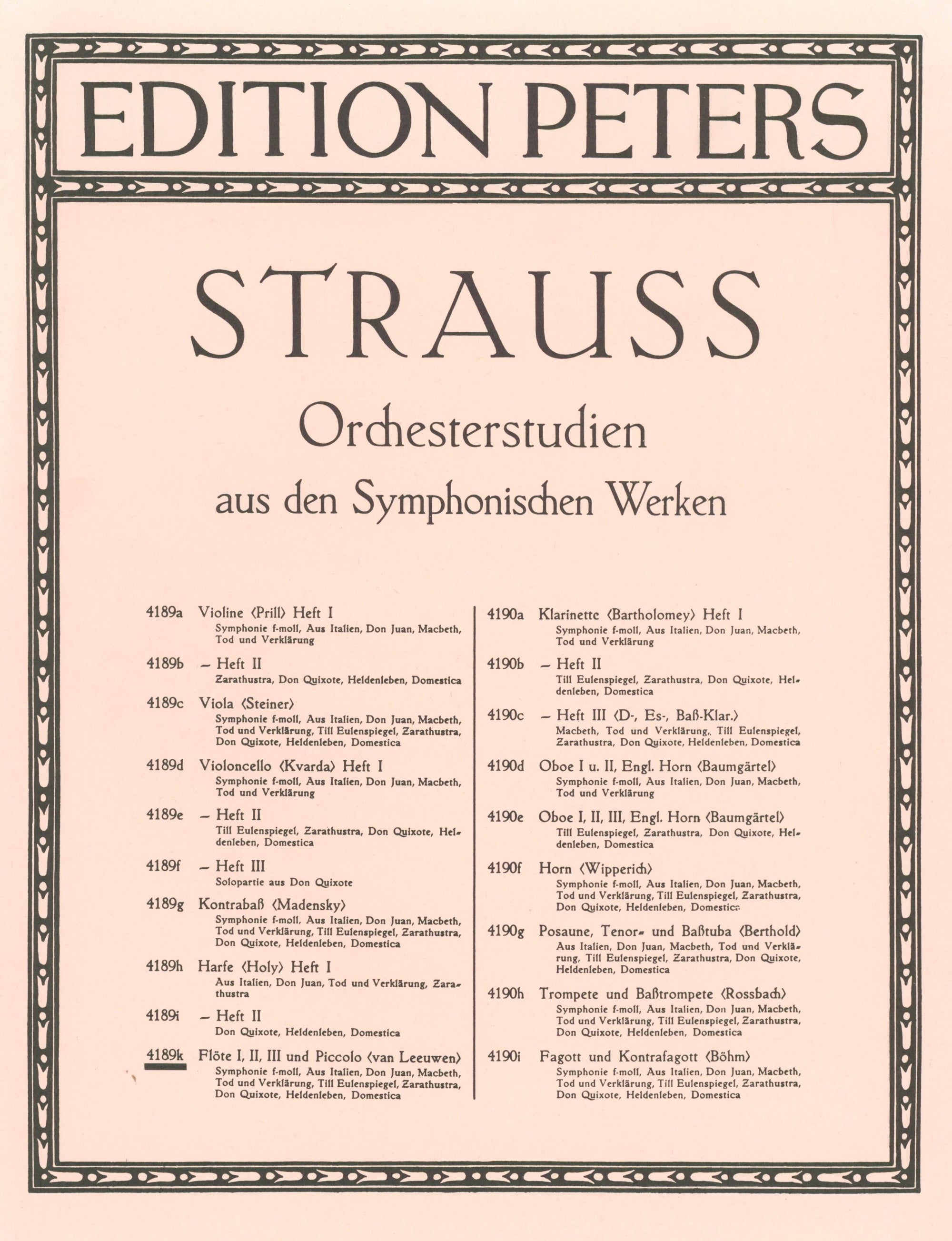 Strauss: Orchestral Excerpts from Symphonic Works for Flute