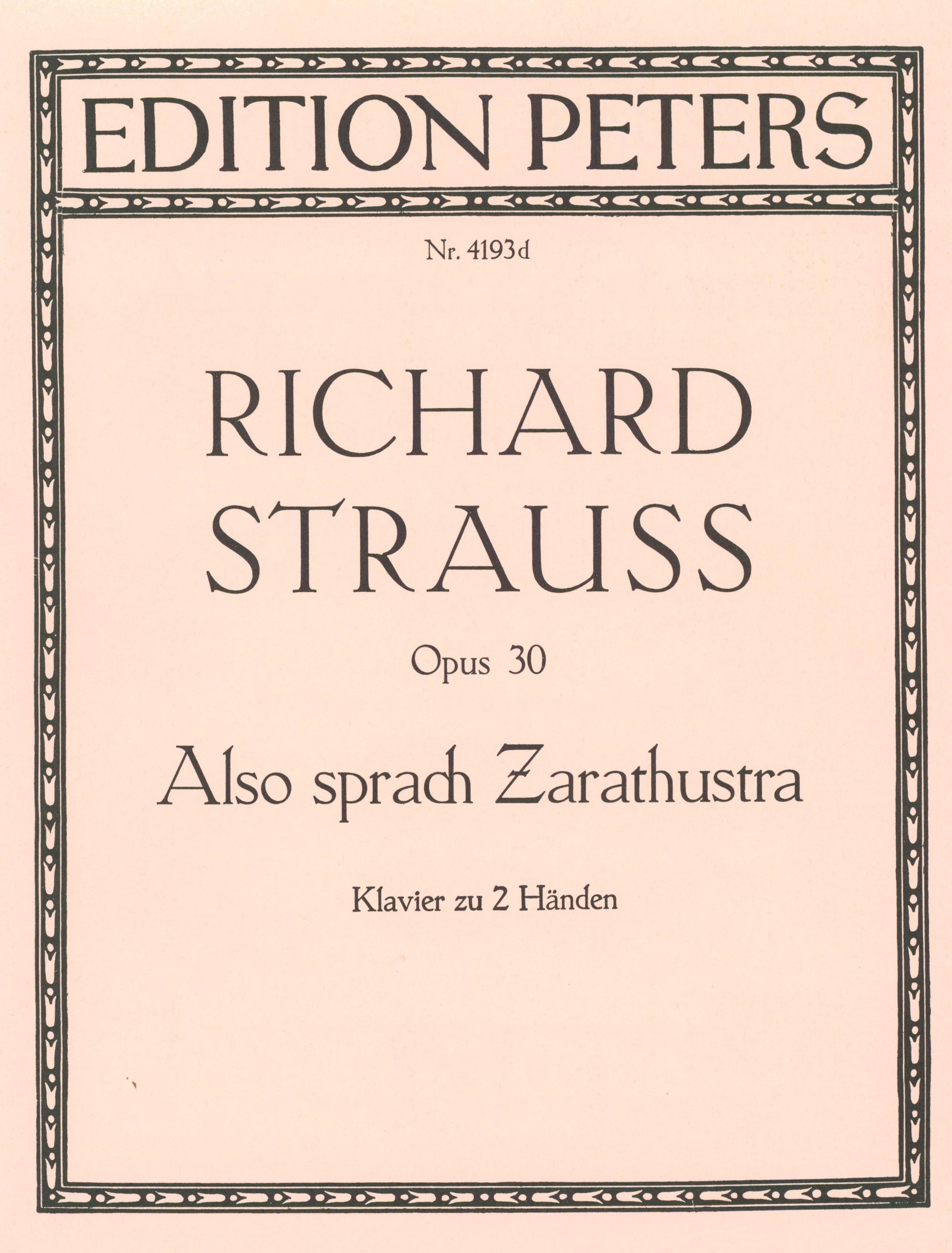 Strauss: Also sprach Zarathustra, Op. 30 (arr. for piano)
