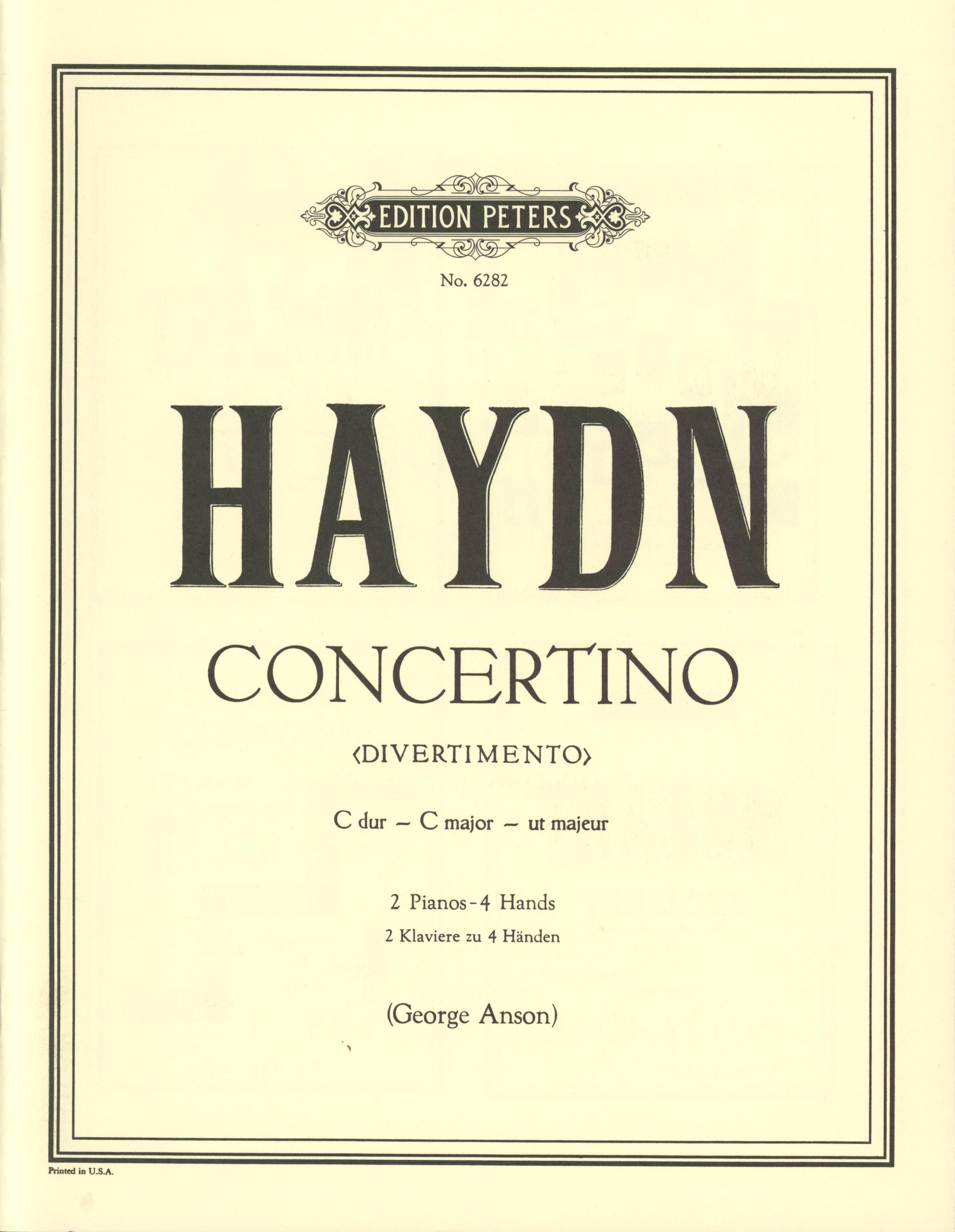 Haydn: Concertino (Divertimento) in C Major, Hob. XIV:3 (arr. for 2 pianos)