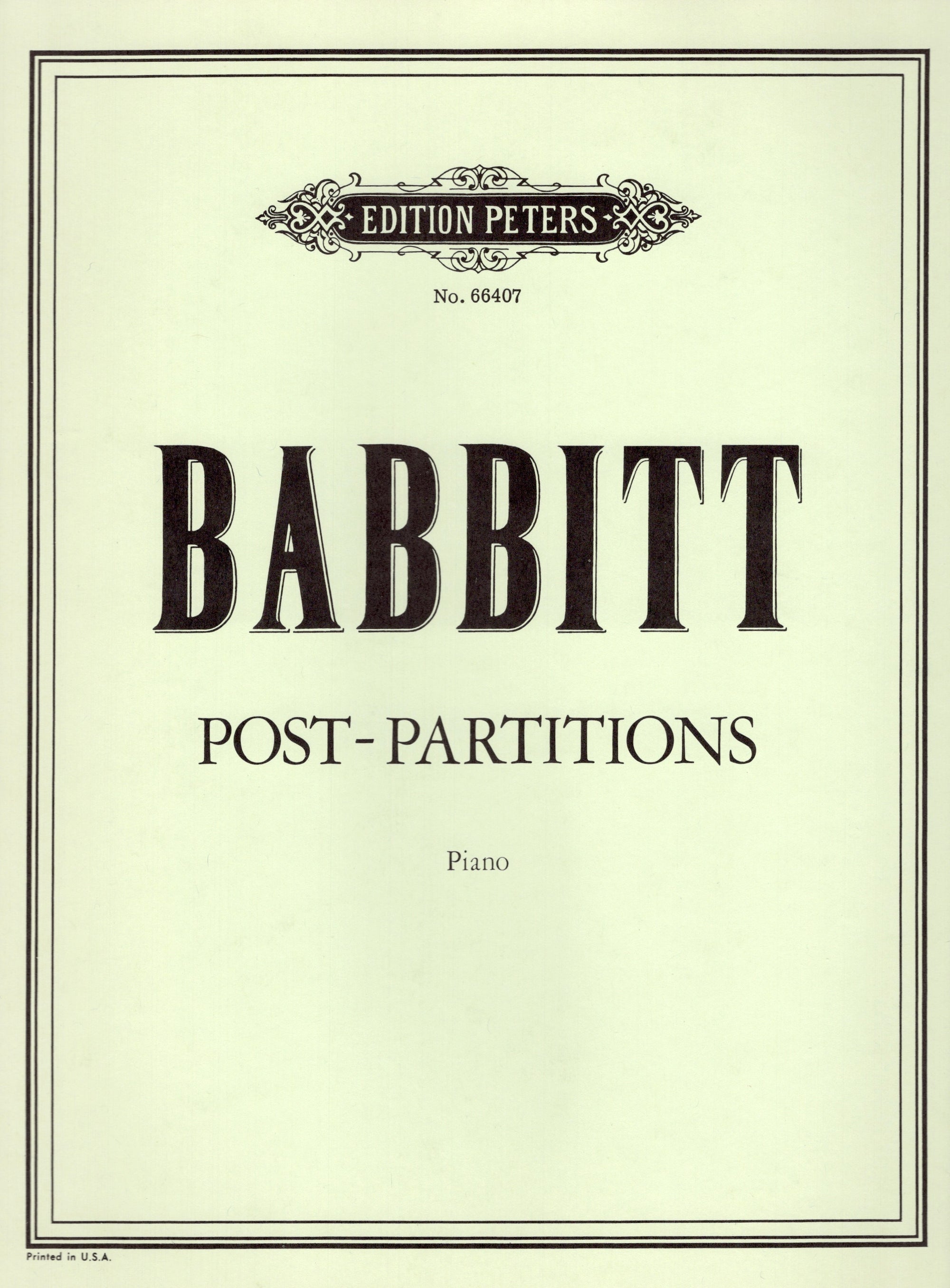 Babbitt: Post-Partitions