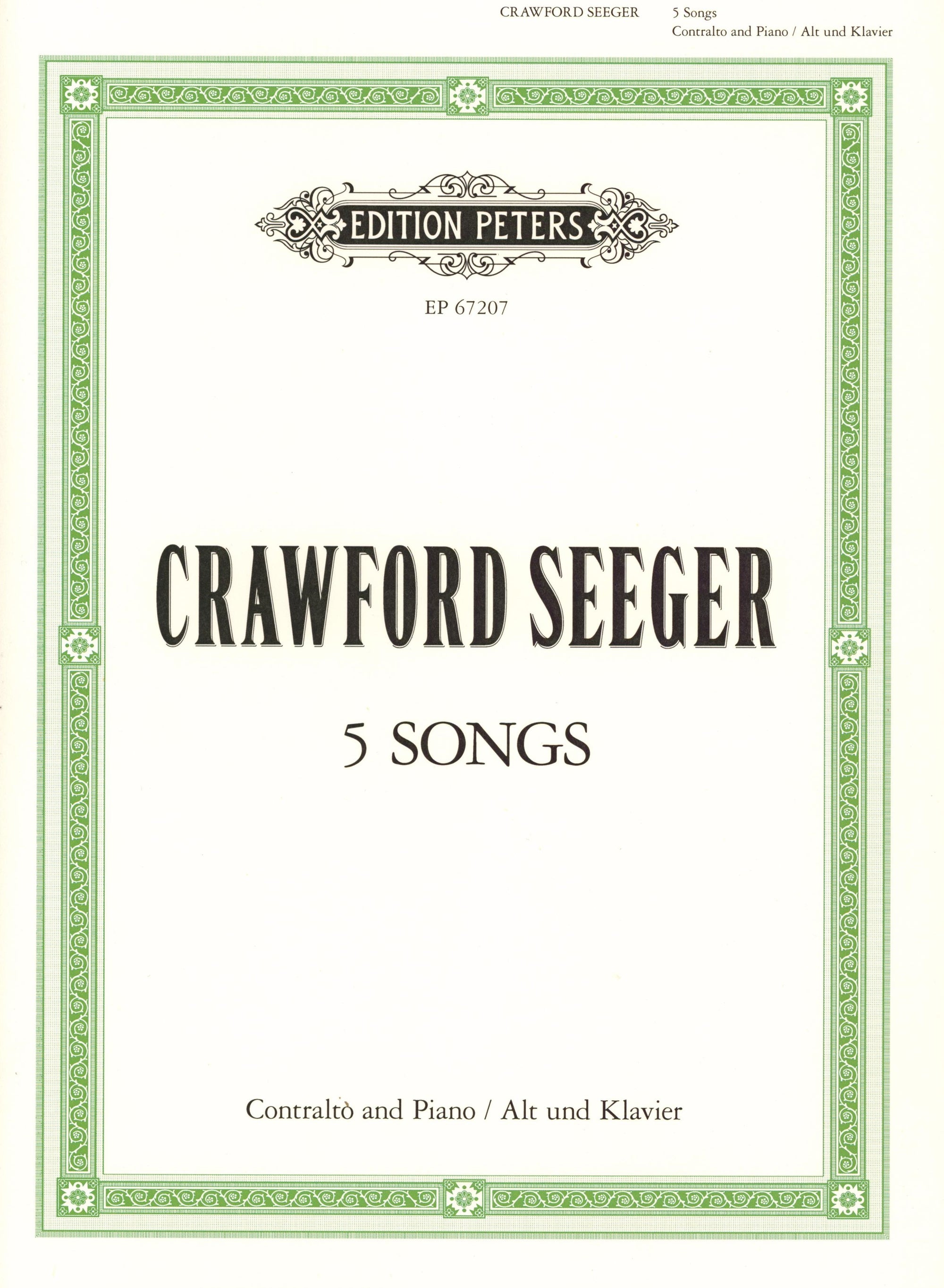 Seeger: 5 Songs for Contralto and Piano