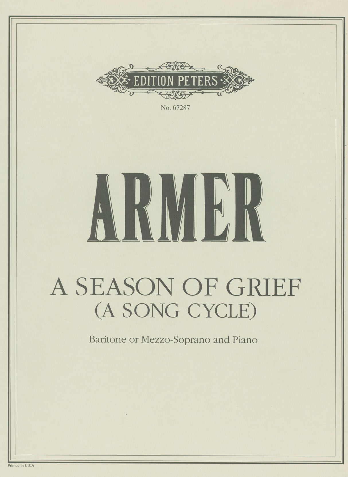 Armer: A Season of Grief (A Song Cycle)