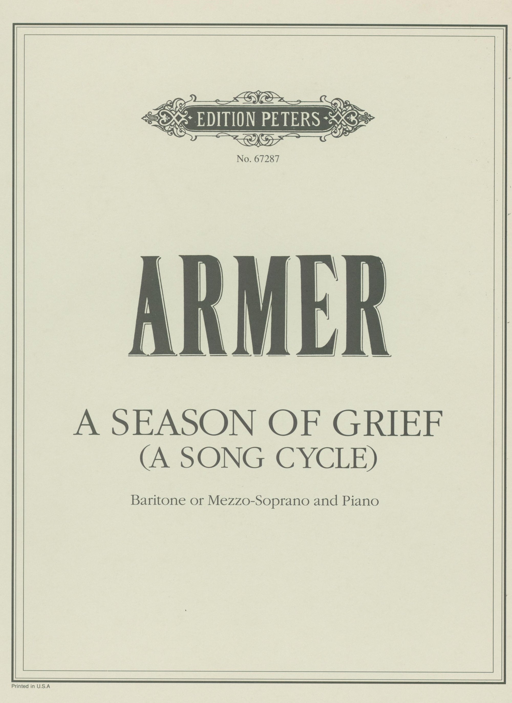 Armer: A Season of Grief (A Song Cycle)