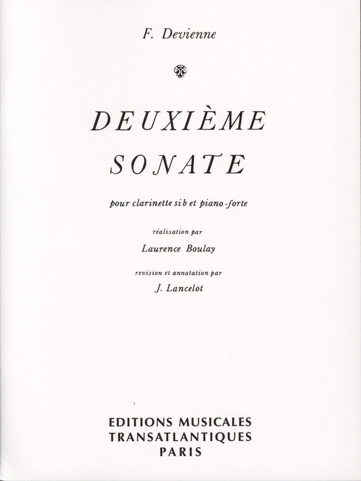 Devienne: Clarinet Sonata No. 2 in E-flat Major