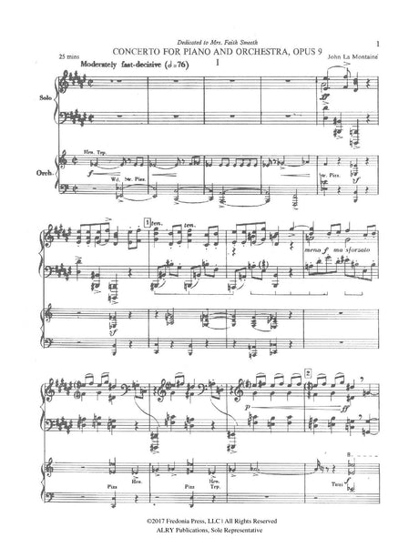 La Montaine: Piano Concerto, Op. 9