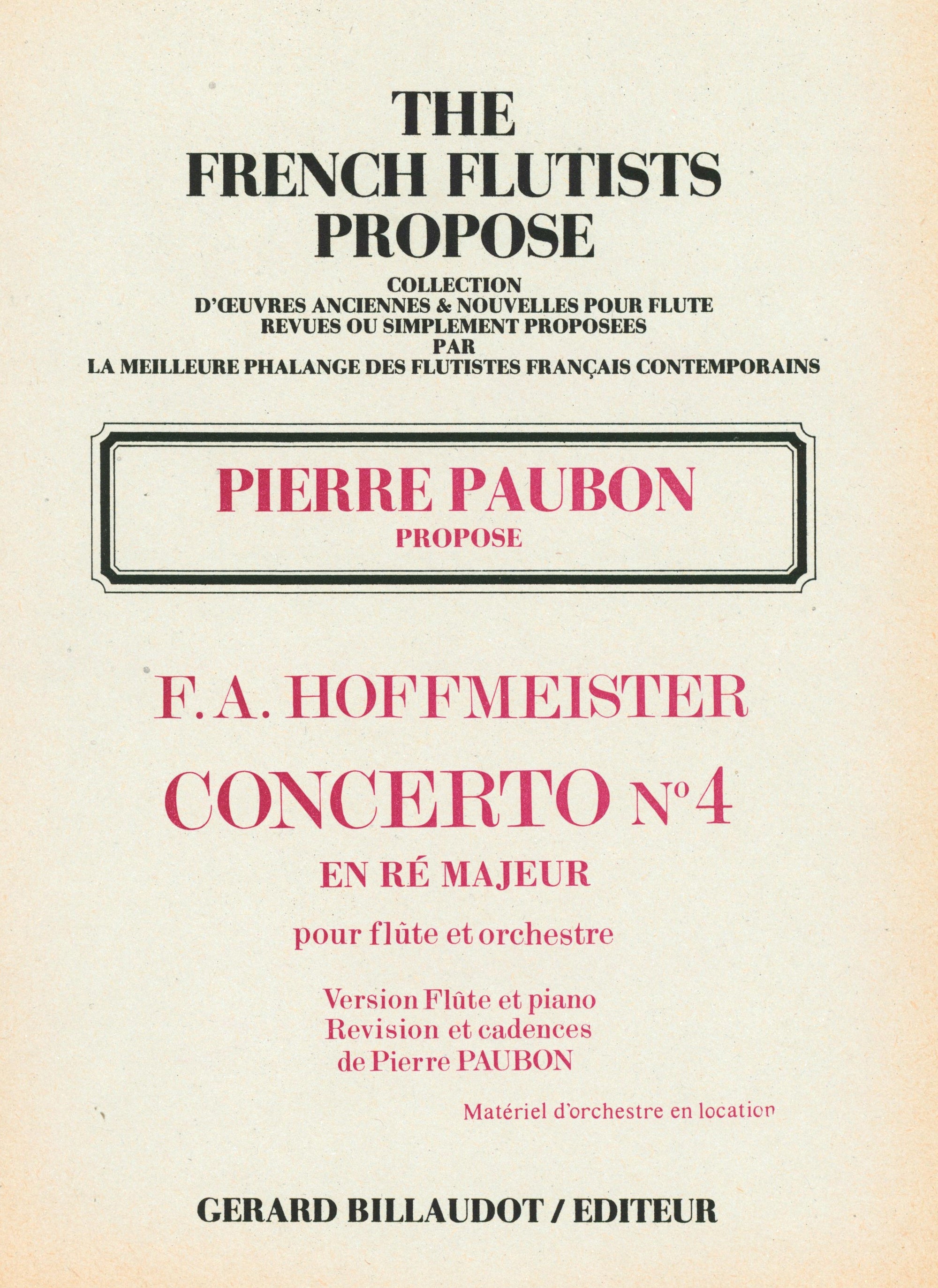 Hoffmeister: Flute Concerto No. 4 in D Major