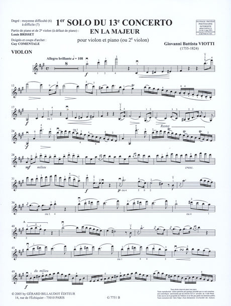 Viotti: 1st Solo from the 13th Violin Concerto in A Major