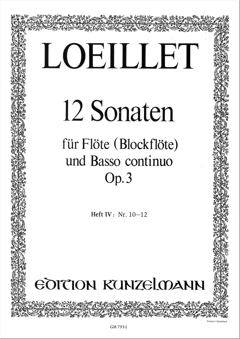Loeillet: Flute Sonatas, Op. 3 - Volume 4 (Nos. 10-12)