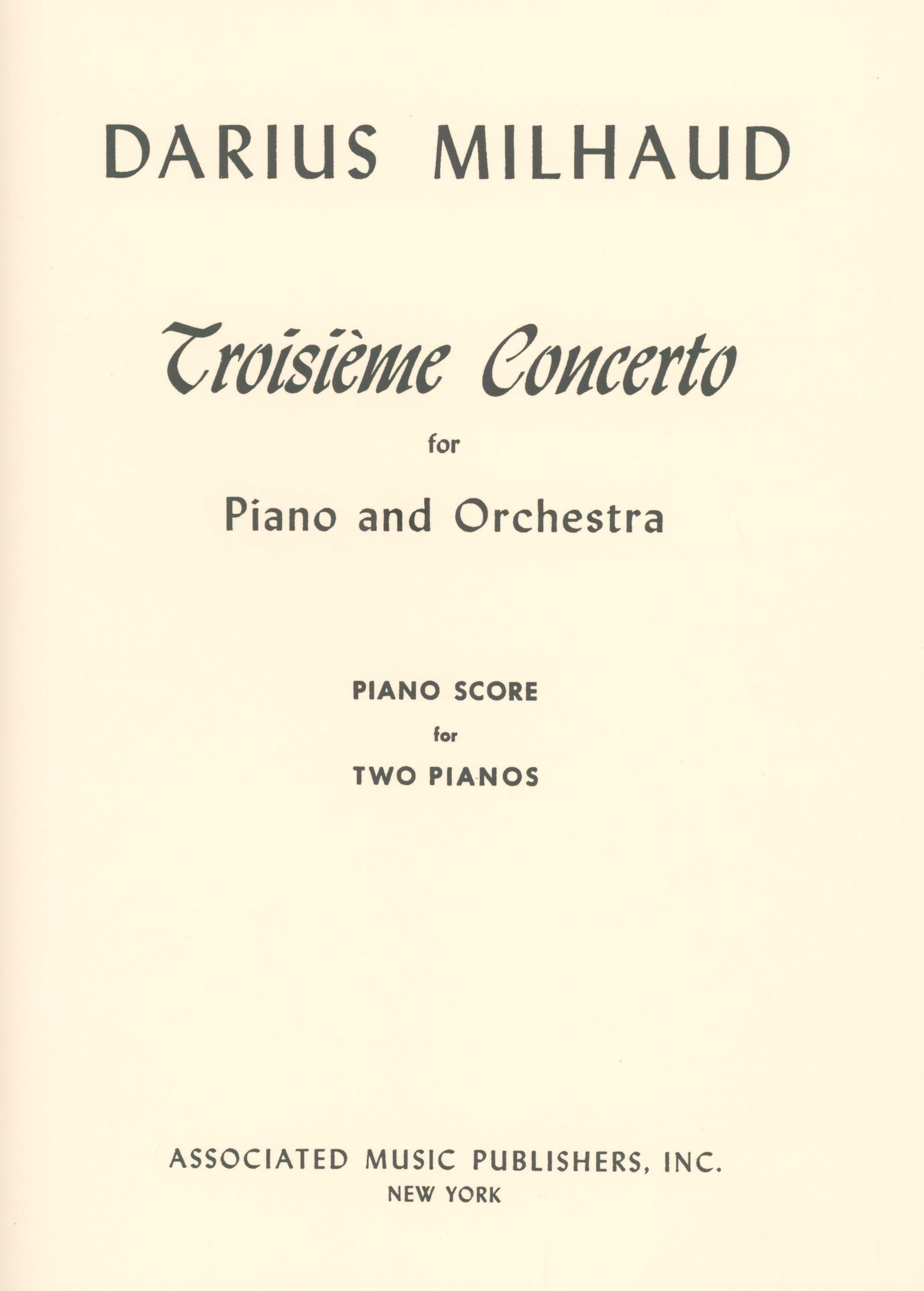 Milhaud: Piano Concerto No. 3