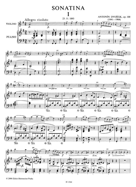 Dvořák: Sonatina in G Major, Op. 100