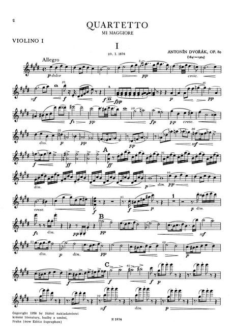 Dvořák: String Quartet No. 8 in E Major, Op. 80