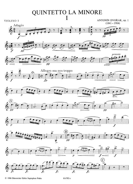 Dvořák: String Quintet in A Minor, Op. 1