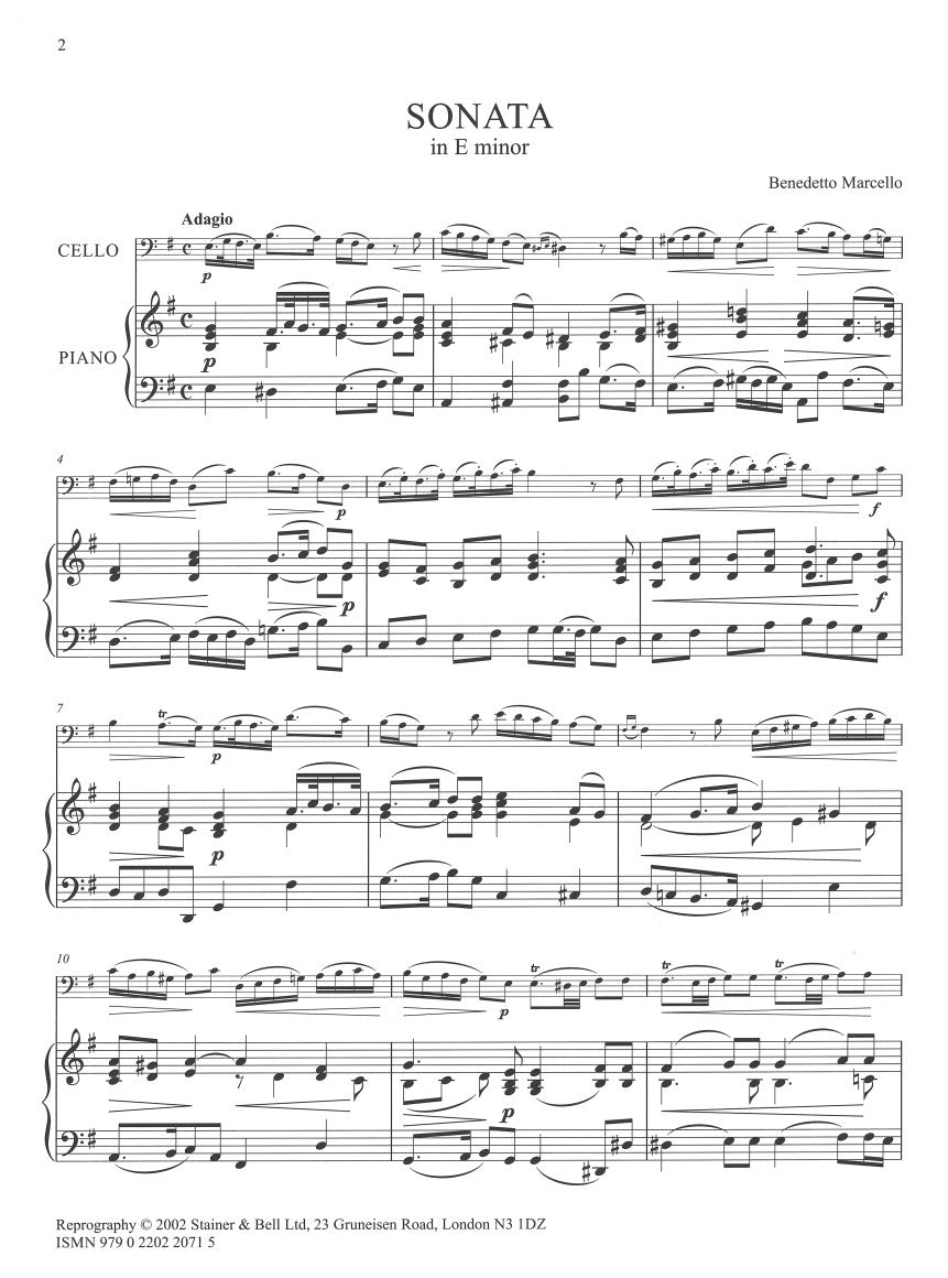 Marcello:　Music　in　Minor　Cello　Ficks　Sonata　E