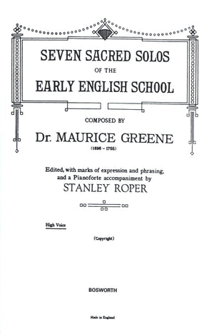 Greene: Seven Sacred Solos of the Early English School