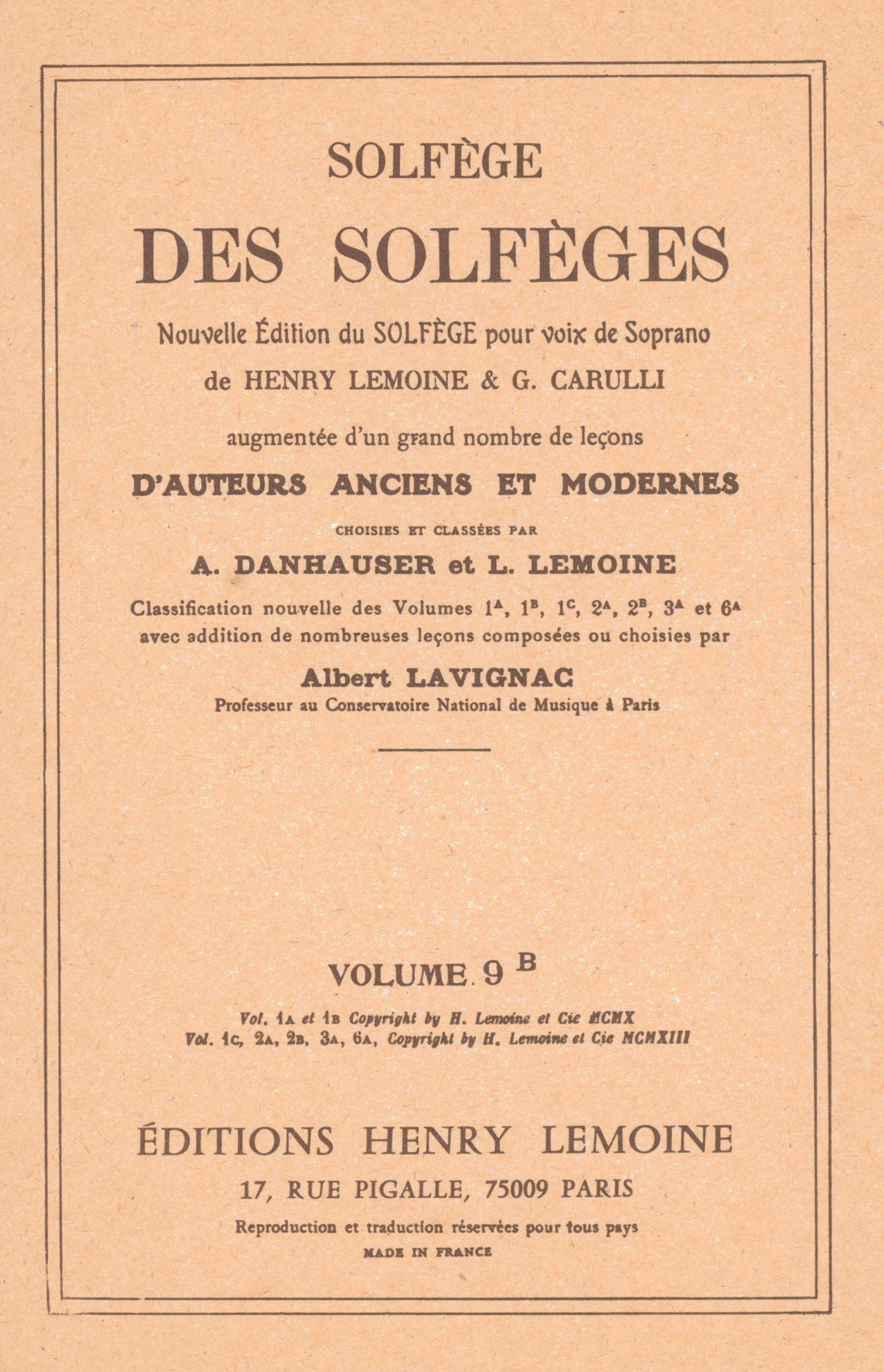 Solfège des Solfèges - Volume 9B