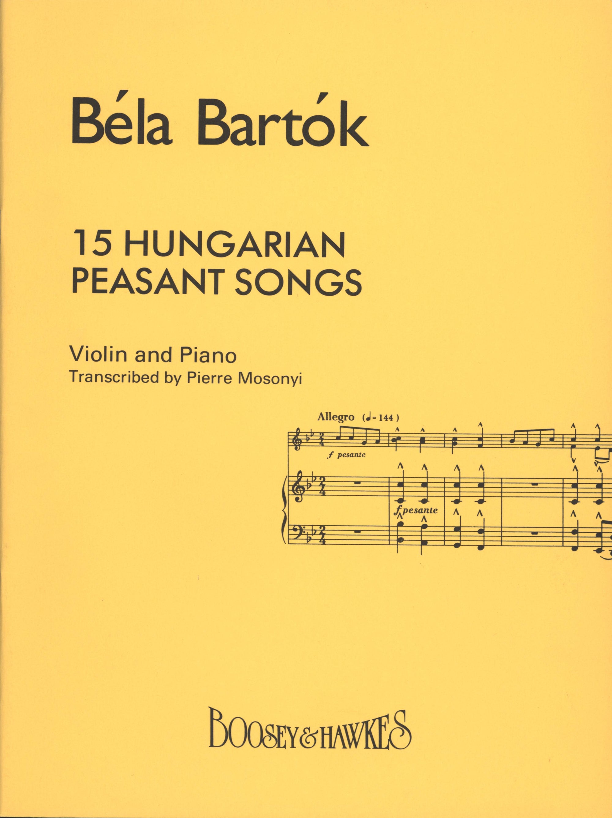 Bartók: 15 Hungarian Peasant Songs (arr. for violin & piano)