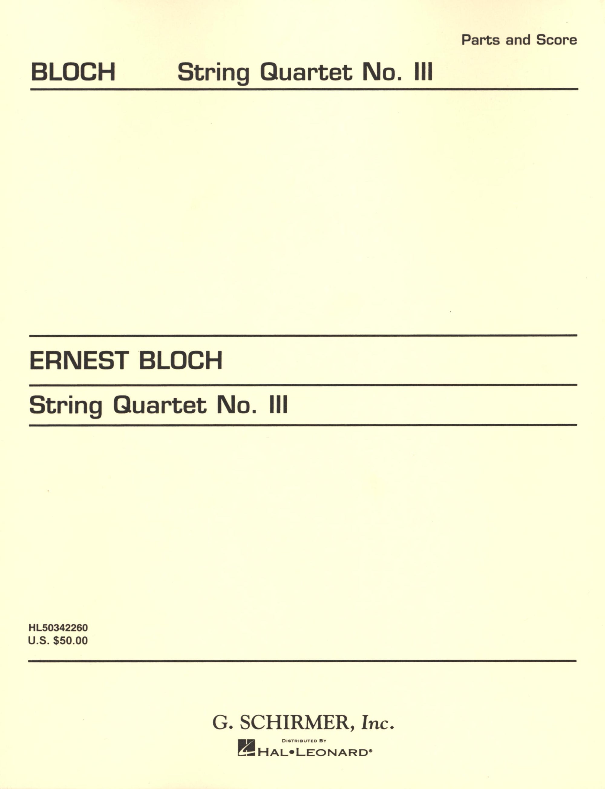 Bloch: String Quartet No. 3