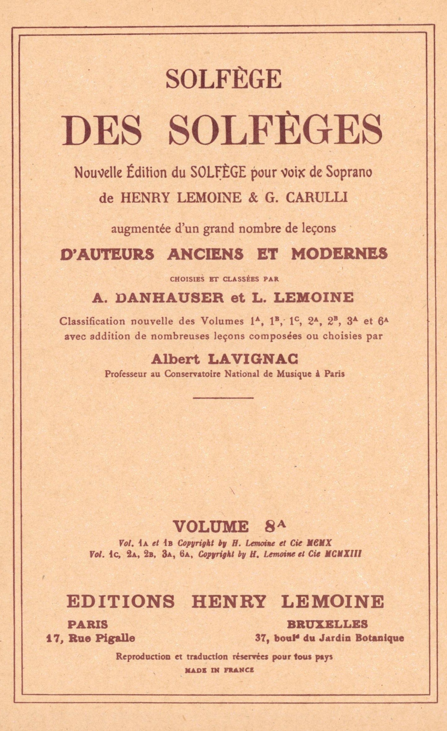 Solfège des Solfèges - Volume 8A