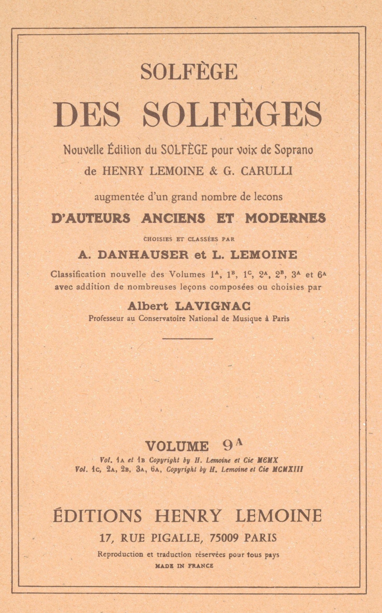 Solfège des Solfèges - Volume 9A