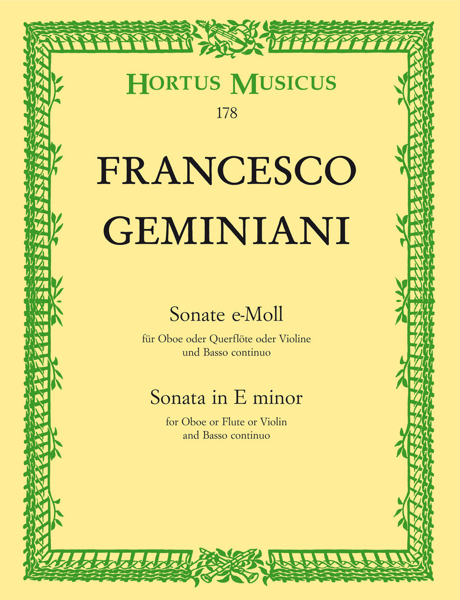 Geminiani: Sonata in E Minor for Oboe (Flute, or Violin) and Basso continuo