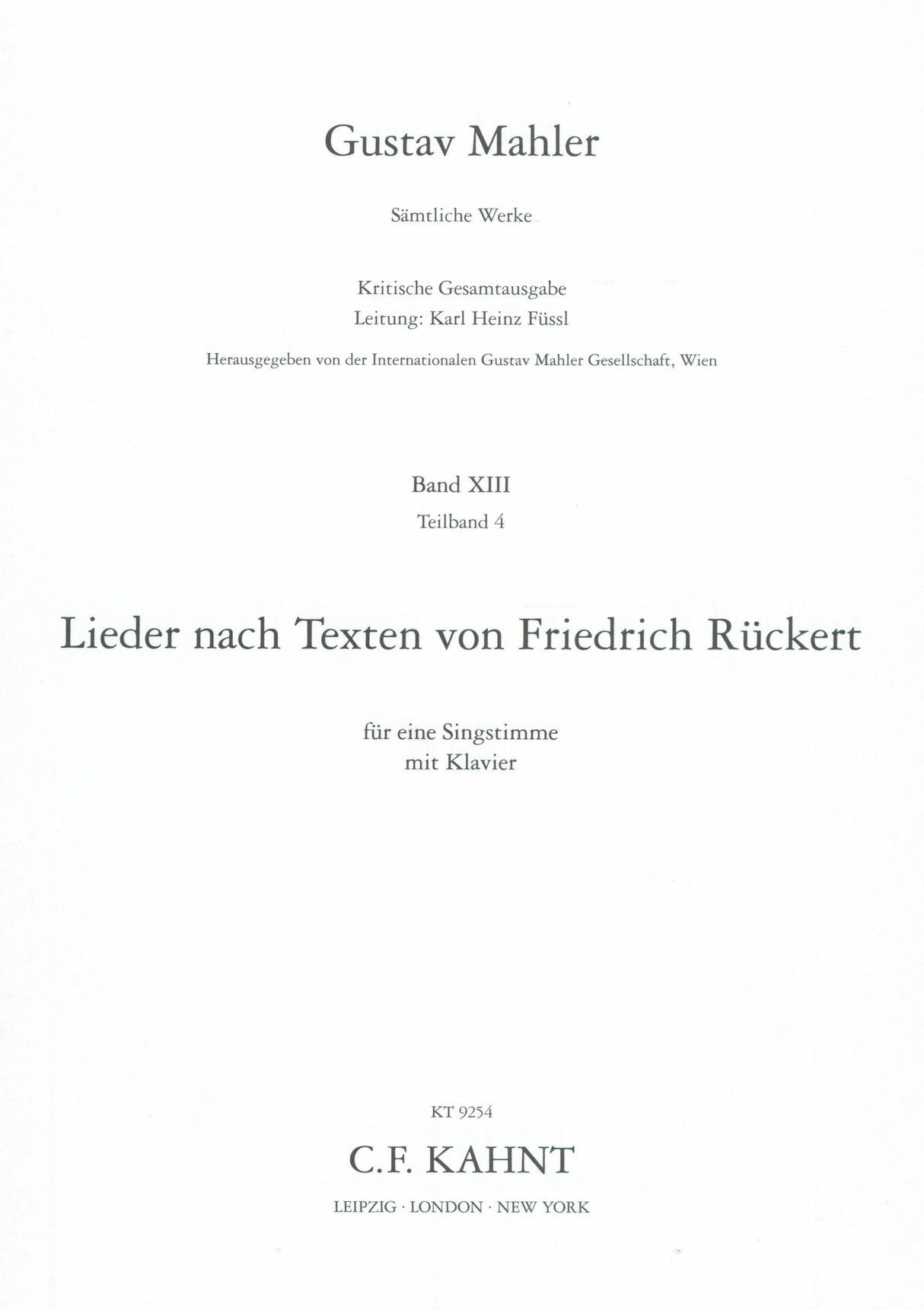 Mahler: Rückertlieder