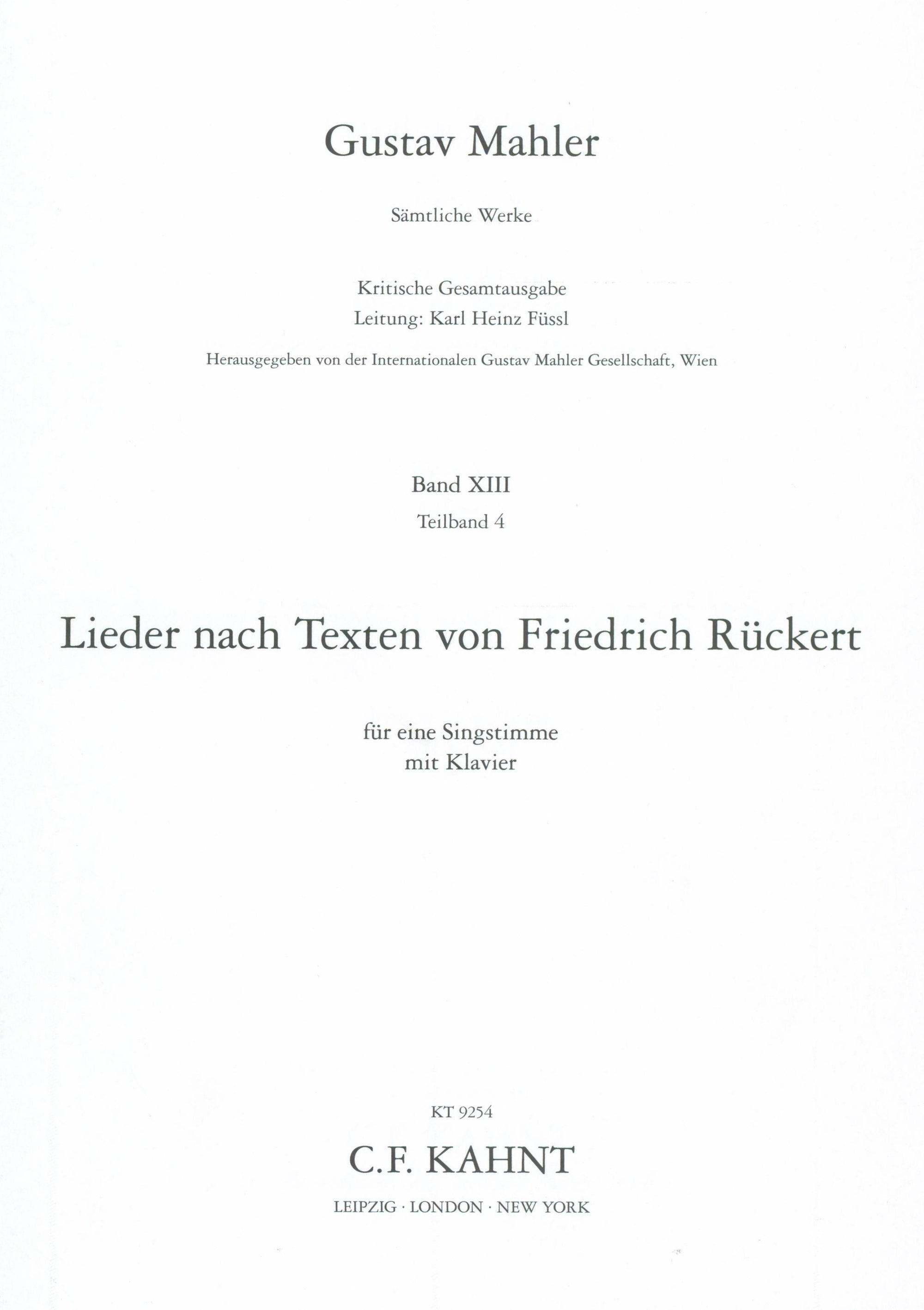 Mahler: Rückertlieder
