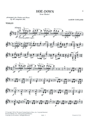 Copland: Hoe-Down from Rodeo (Version for Violin & Piano)