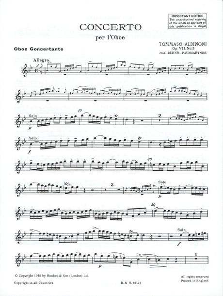 Albinoni: Oboe Concerto, Op. 7, No. 3