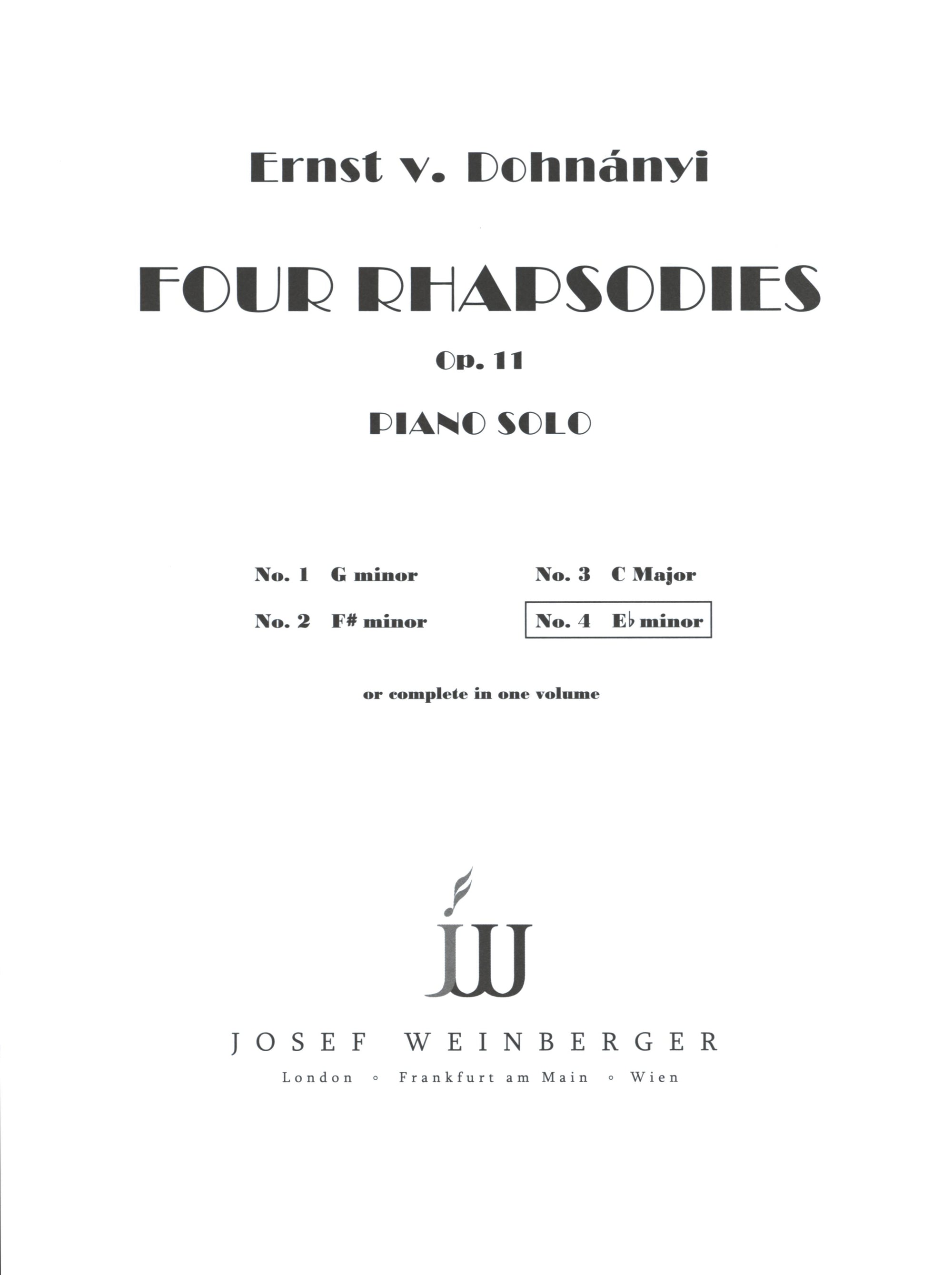 Dohnányi: Rhapsody in E-flat Minor, Op. 11, No. 4