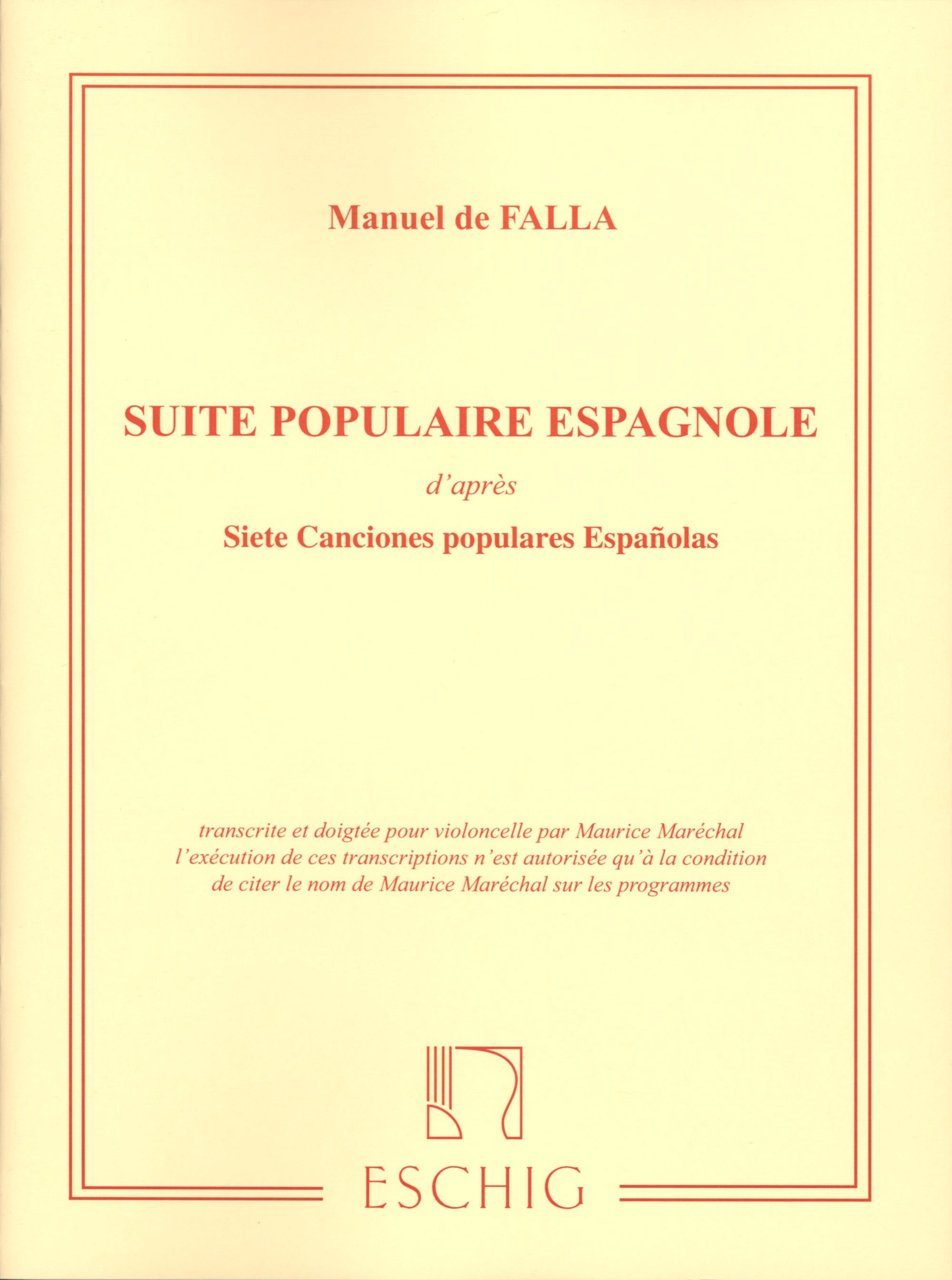 Falla: Suite populaires espagnole (arr. for cello & piano)