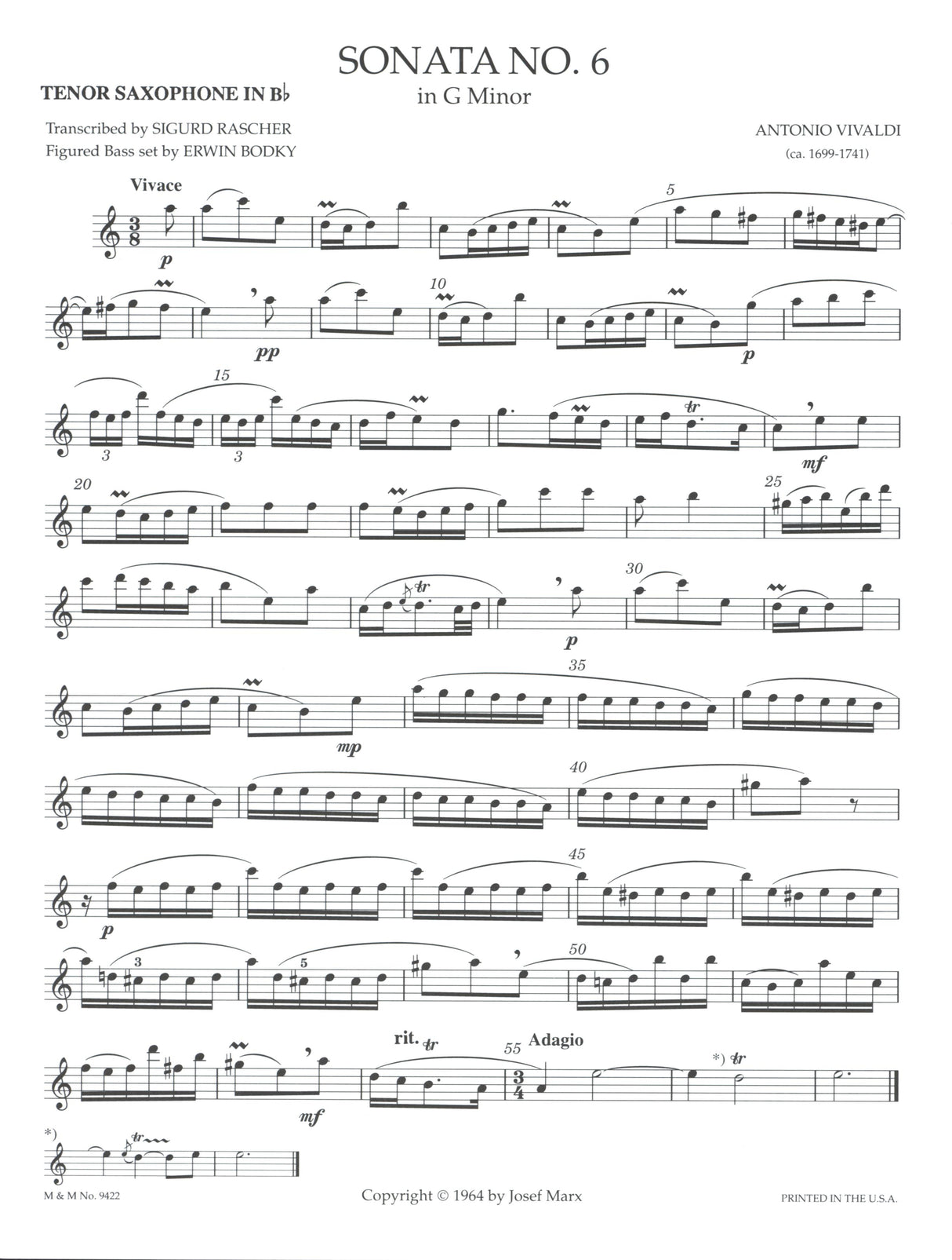 Vivaldi: Sonata in G Minor (arr. for tenor sax)