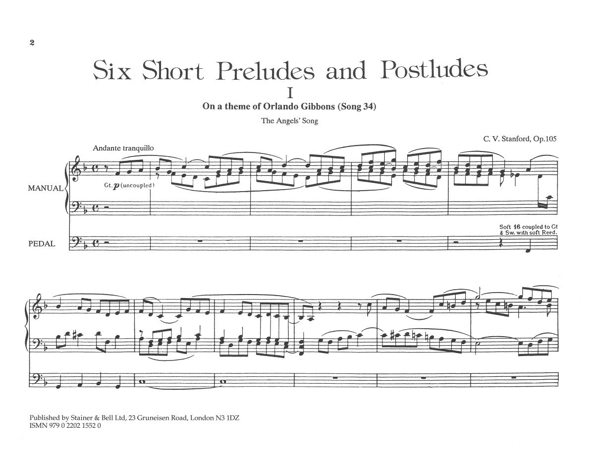Stanford: 6 Short Preludes and Postludes, Op. 105 - Second Set