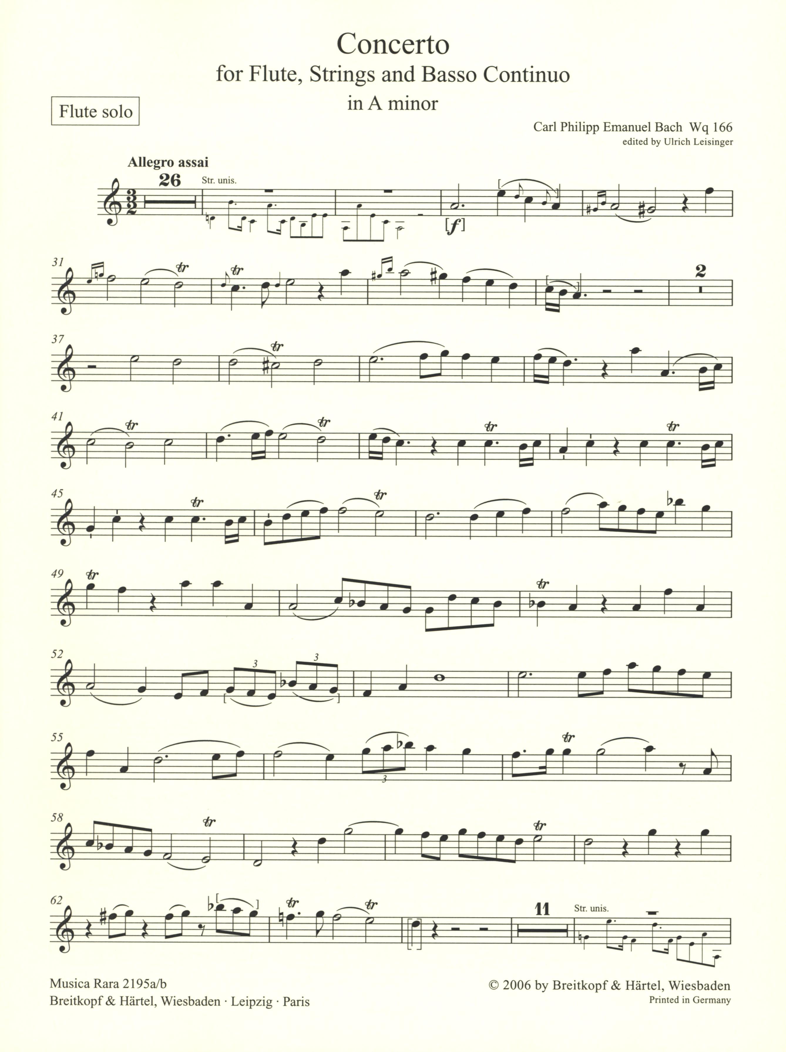 C.P.E. Bach: Flute Concerto in A Minor, Wq. 166