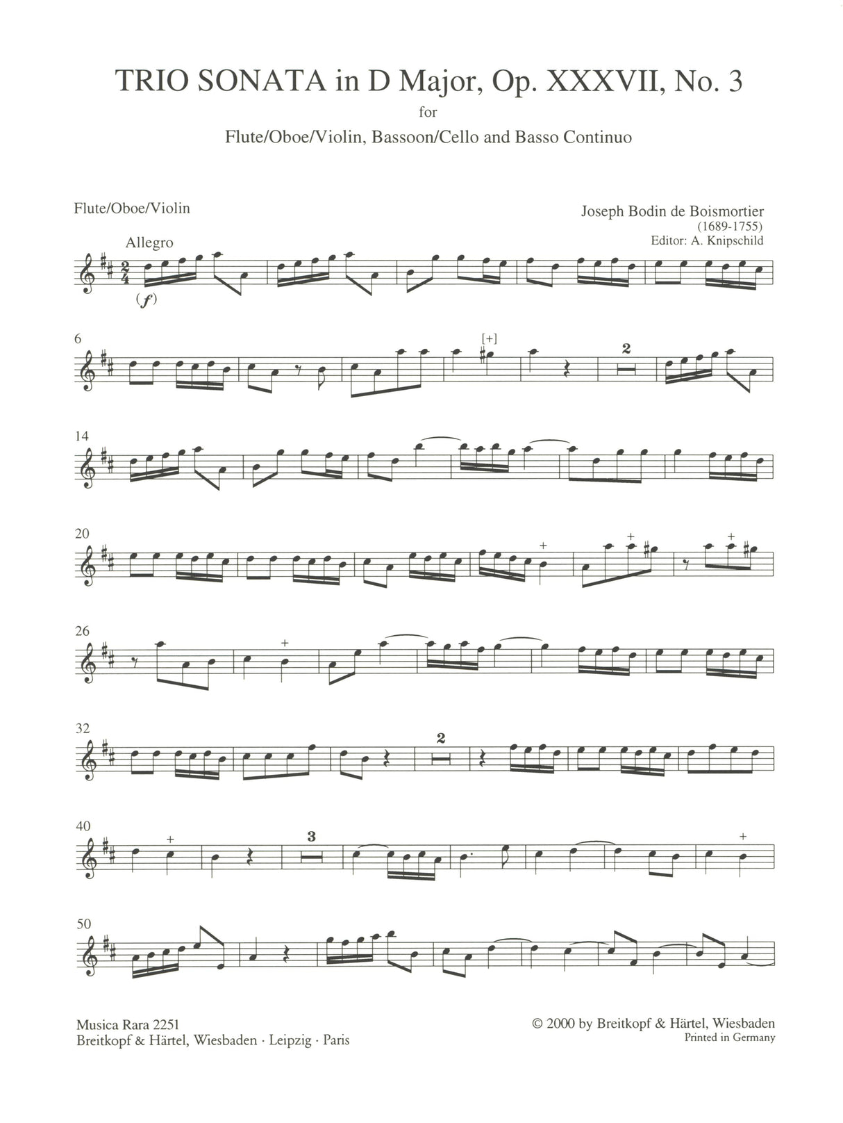 Boismortier: Trio Sonata in D Major, Op. 37, No. 3