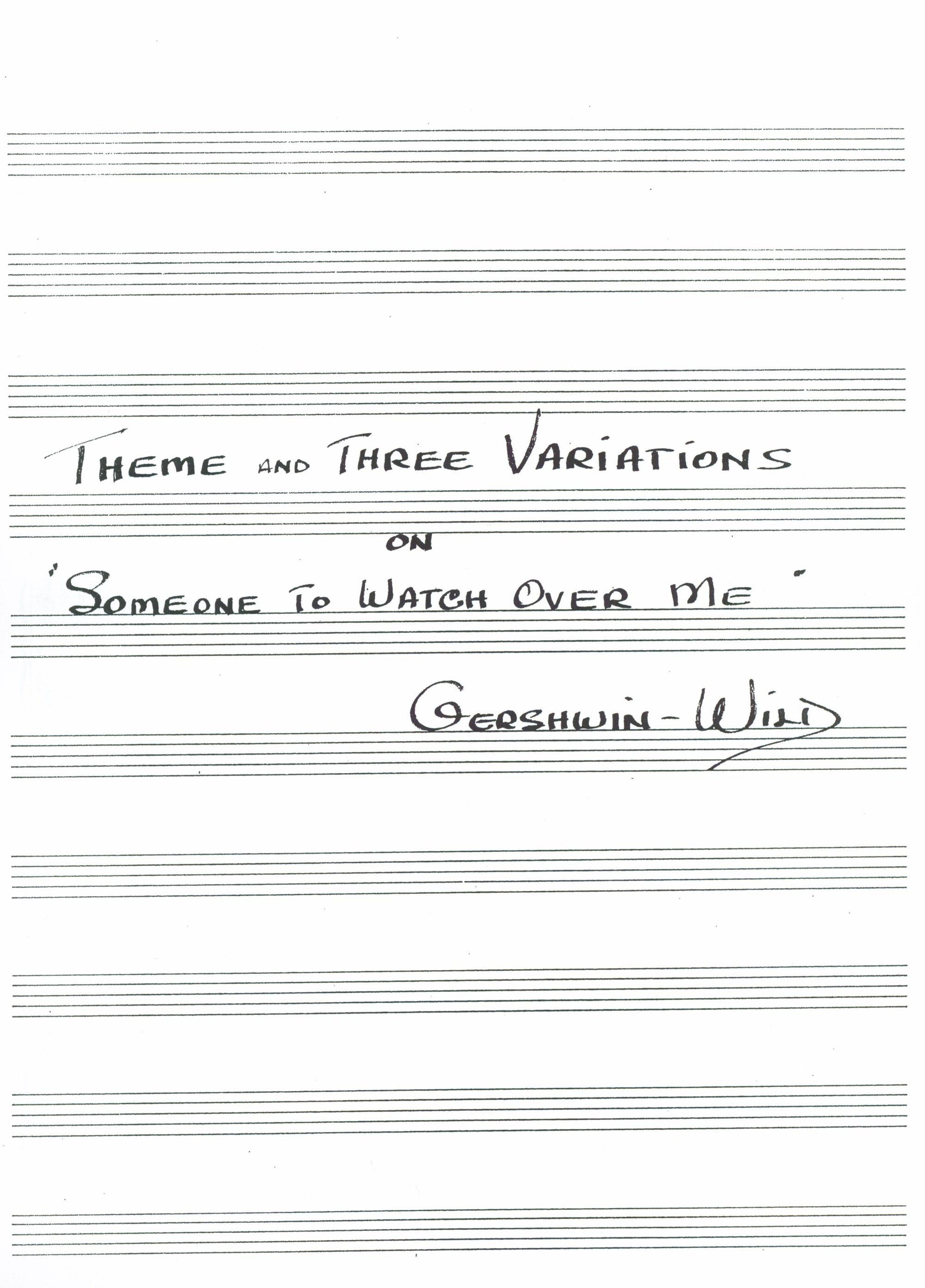 Wild: Theme and 3 Variations on Gershwin's "Someone to Watch Over Me"