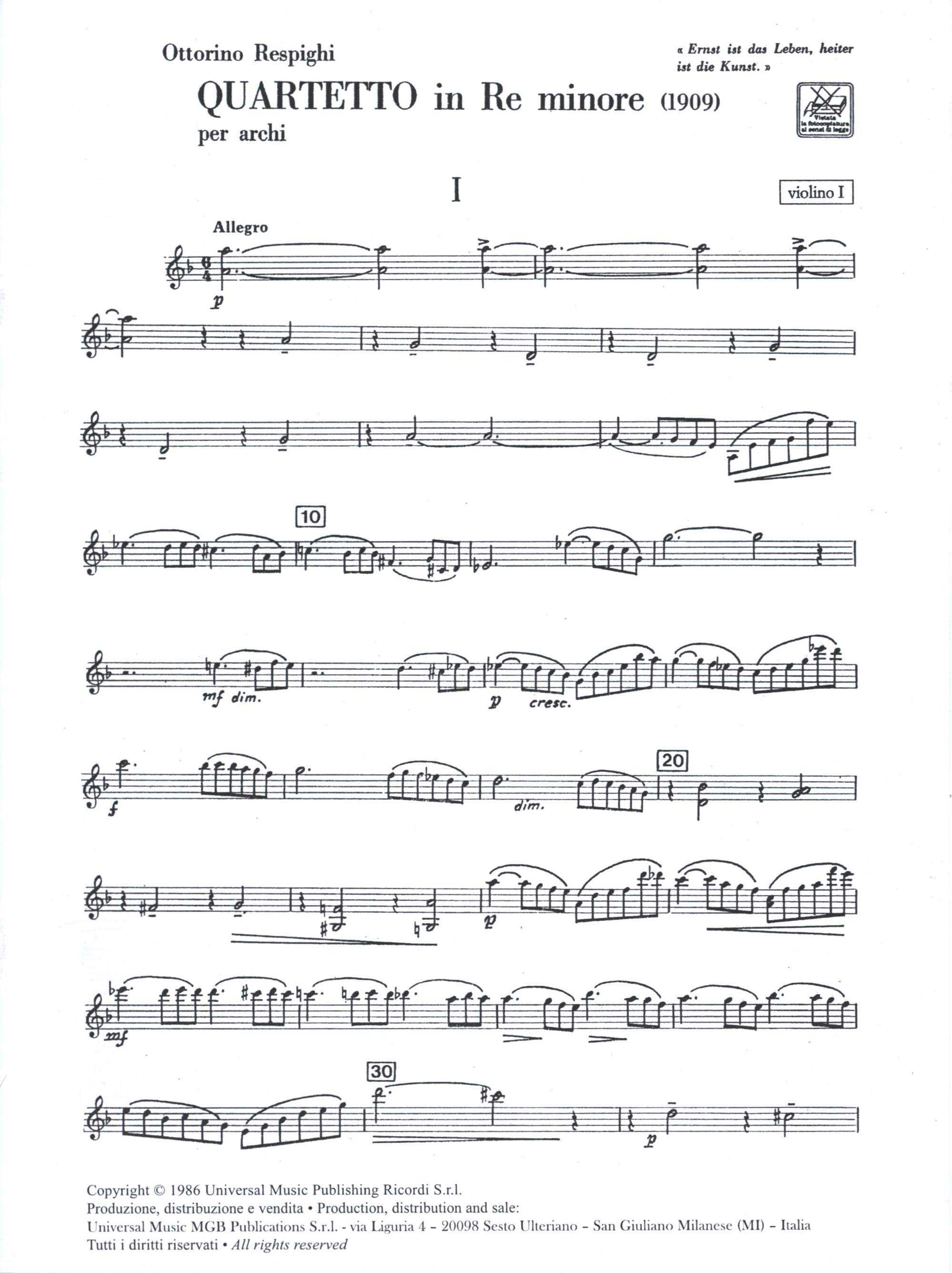 Respighi: String Quartet in D Minor