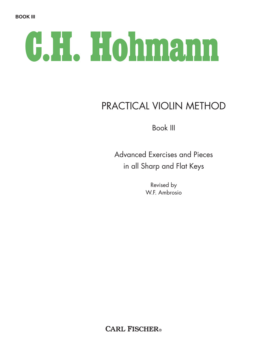 Hohmann: Practical Violin Method - Book 3