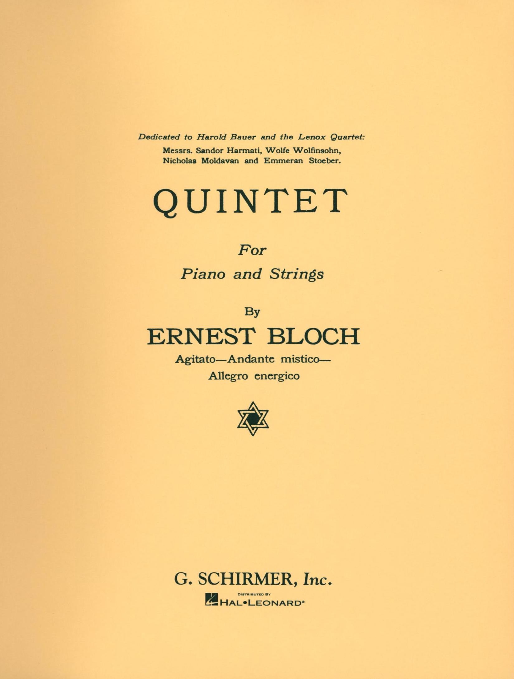 Bloch: Piano Quintet