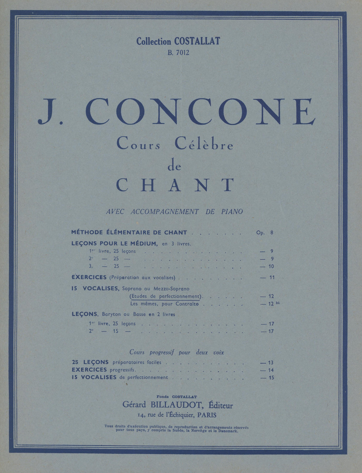 Concone: 15 vocalises (Études de perfectionnement), Op. 12