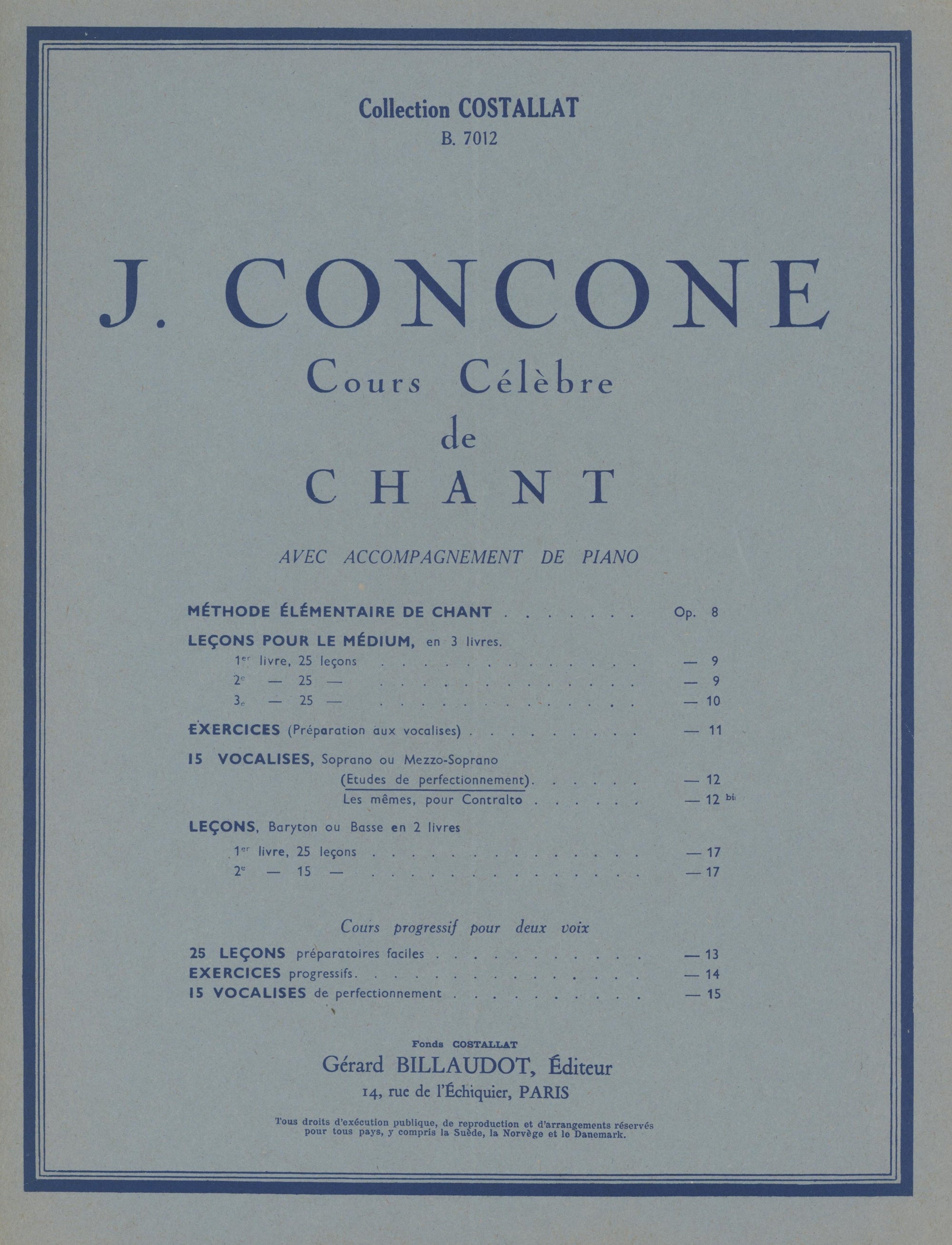 Concone: 15 vocalises (Études de perfectionnement), Op. 12