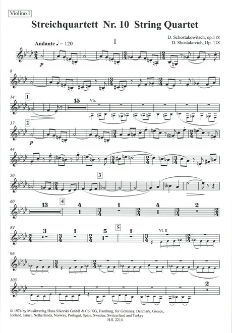 Shostakovich: String Quartet No. 10, Op. 118