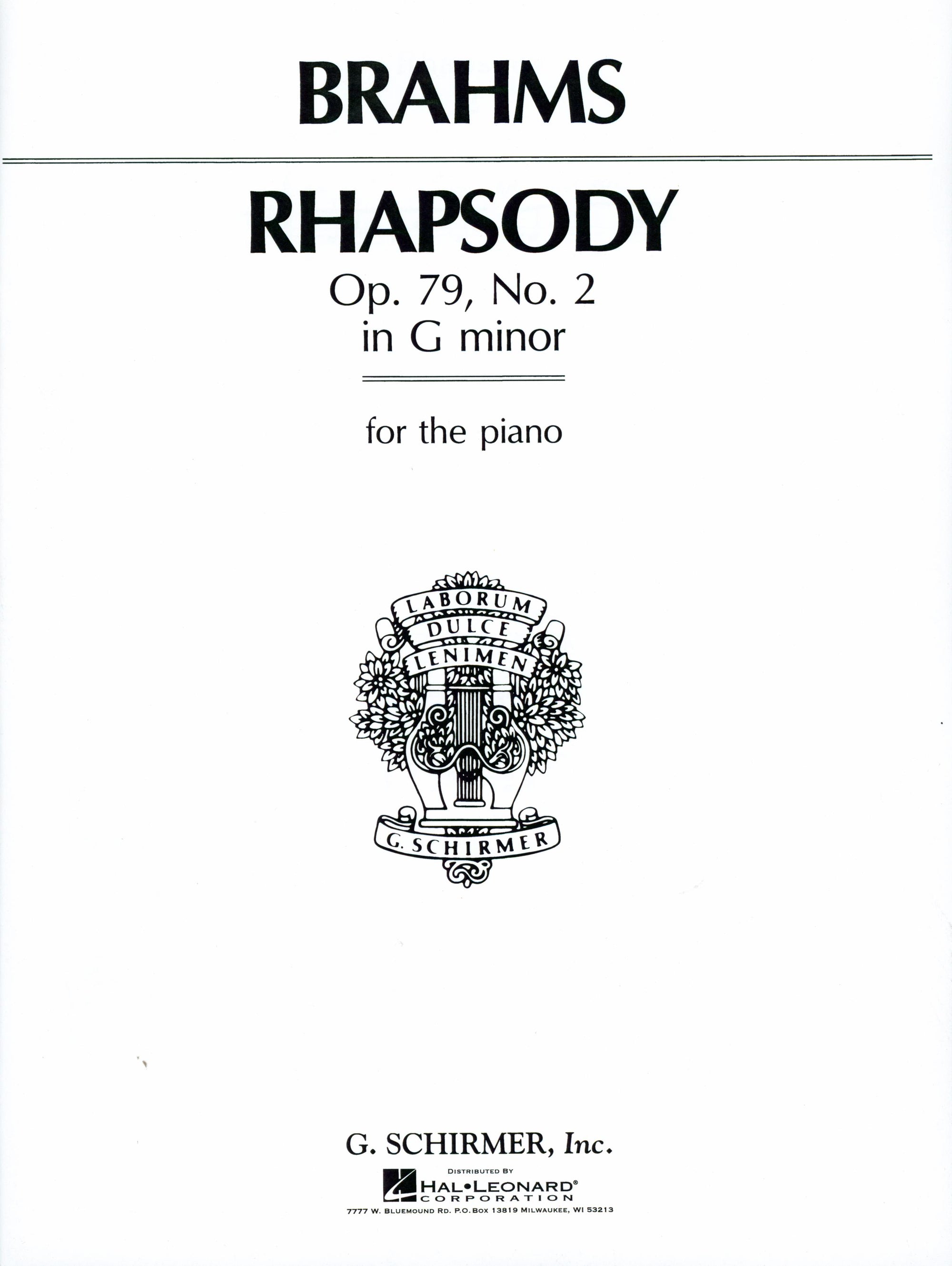 Brahms: Rhapsody in G Minor, Op. 79, No. 2