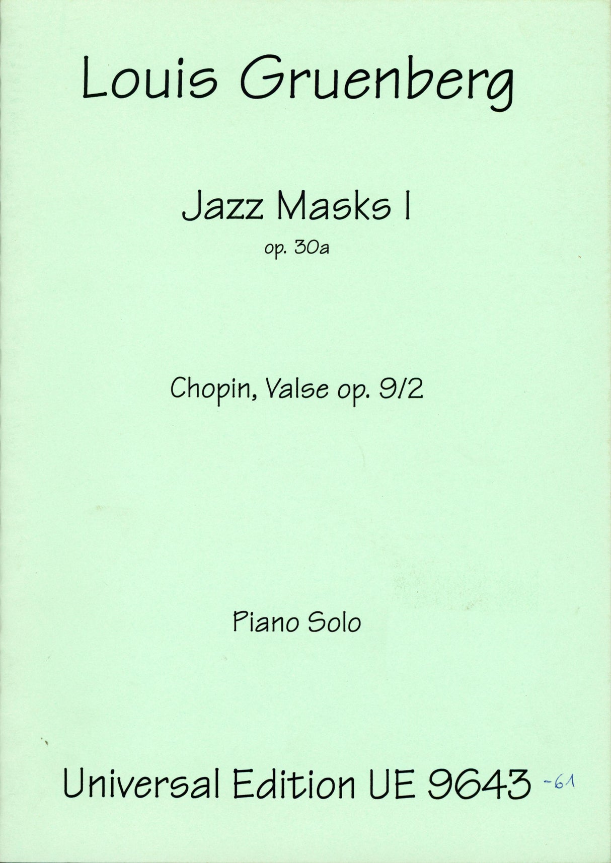 Gruenberg: Jazz Masks I, Op. 30a