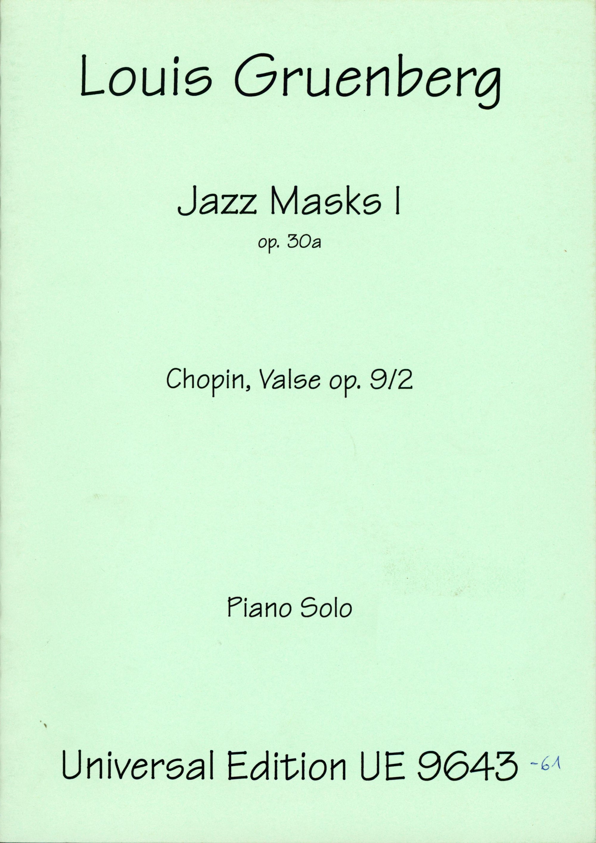 Gruenberg: Jazz Masks I, Op. 30a